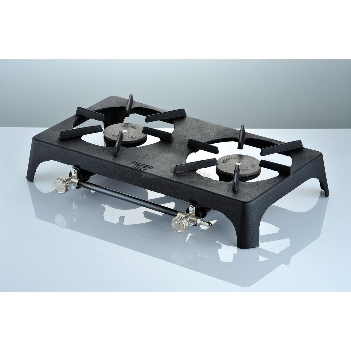 Cocina Portátil Gas GLP 2 Fuegos KEMPER – Tapa Acero Pintado – Modelo 500717 – Nuevo
