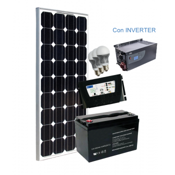 Kit Fotovoltaico Completo con Inverter GRID-FREE 100 12 V Agritech Store