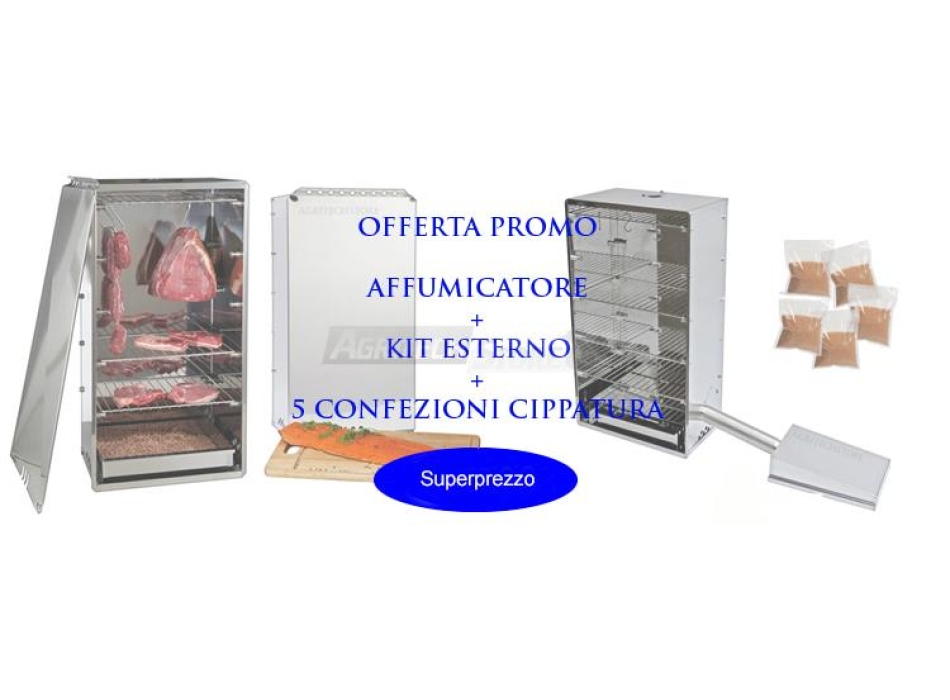 Affumicatore Offerta completo di Kit esterno e 6 Kg.Cippato Agritech Store