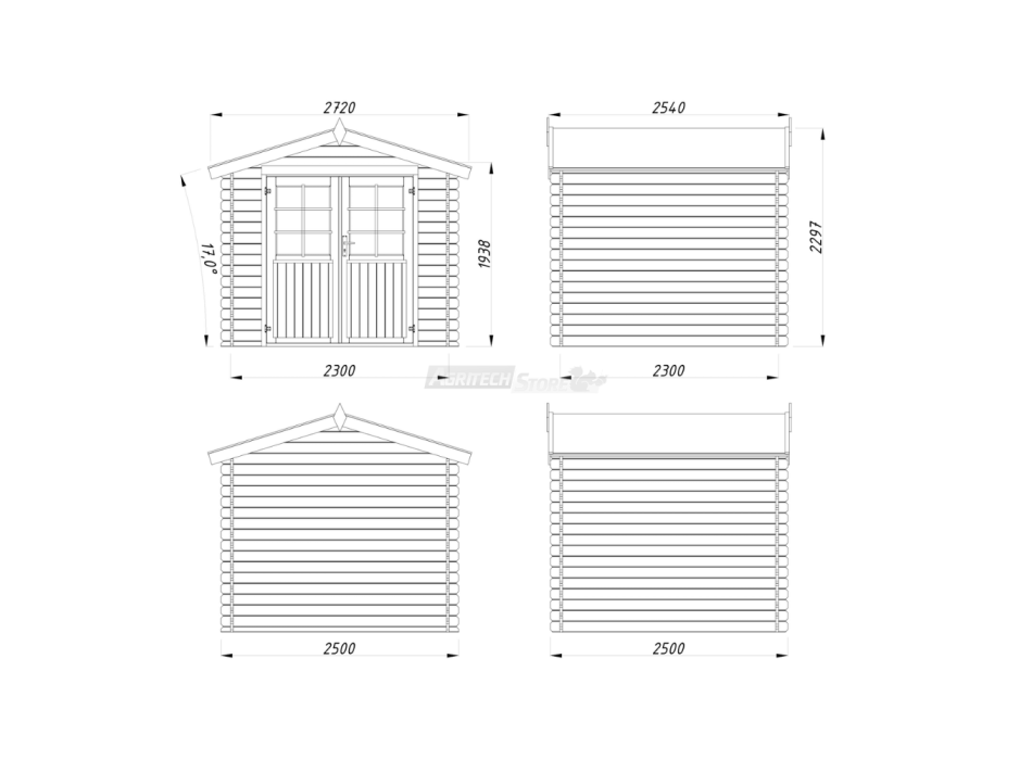 Arisa– Casetta da Giardino in Legno di Abete Marrone 250X250cm Agritech Store
