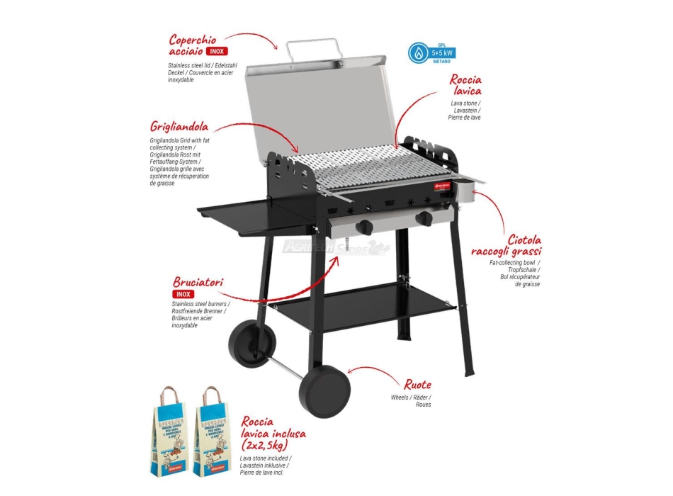 Barbecue Ferraboli ROCCIA GAS ECO LUX Agritech Store