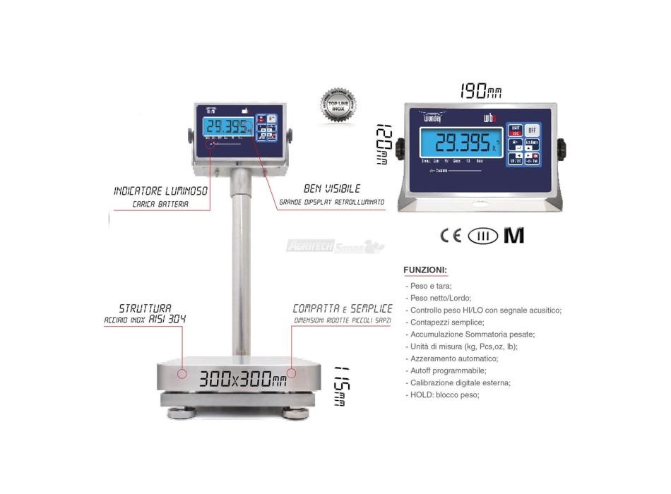 Bilancia da Tavolo Multiuso Portata 15 Kg IP65 Agritech Store