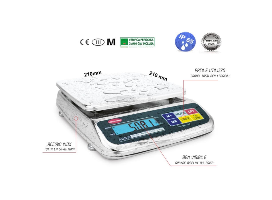 Bilancia da Tavolo Multiuso Portata 3 Kg IP65 Agritech Store