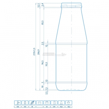 Bottiglia vetro per Passata/Succo 720 cc.