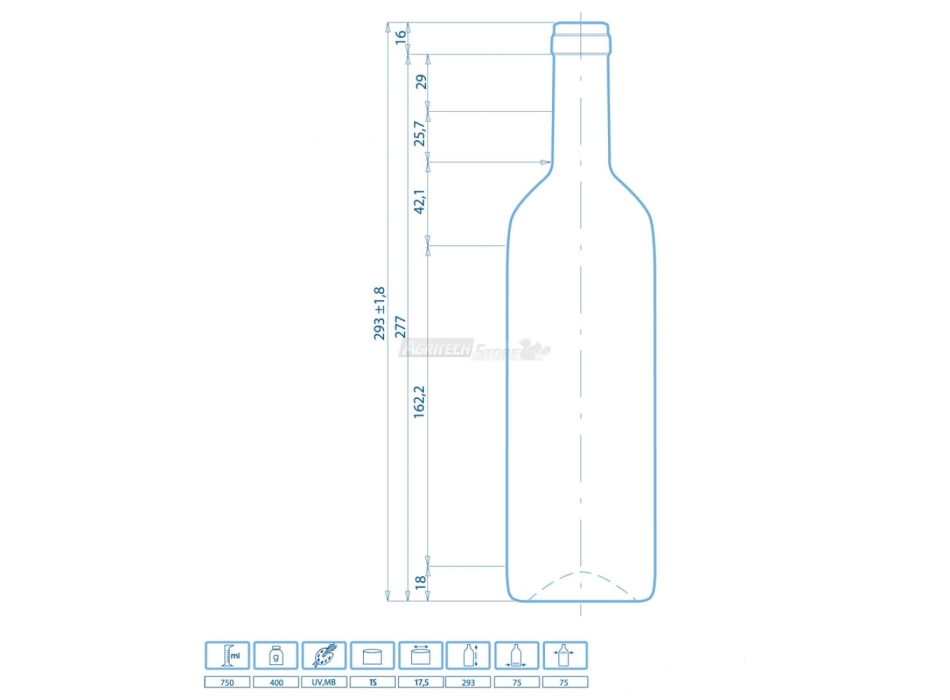 Bottiglia Vino Bordolese STD Cl. 75 Agritech Store