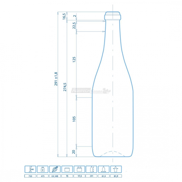 BOTTIGLIA VIOLA 75 CL BLU - Fara Vetrerie e Cristallerie
