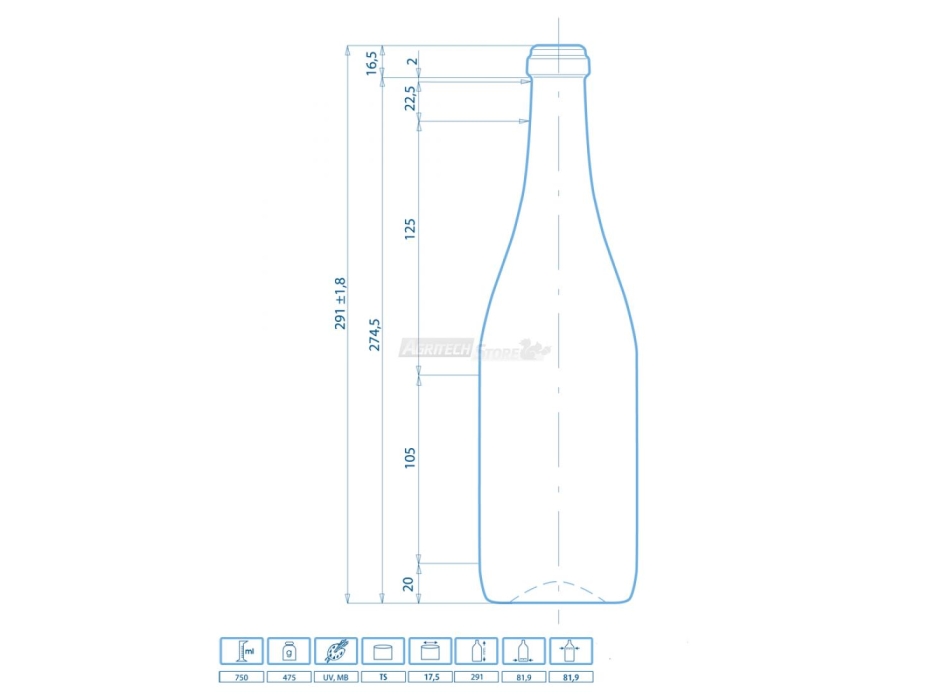 Bottiglia Vino Emiliana Cl. 75 Tappo Sughero Agritech Store