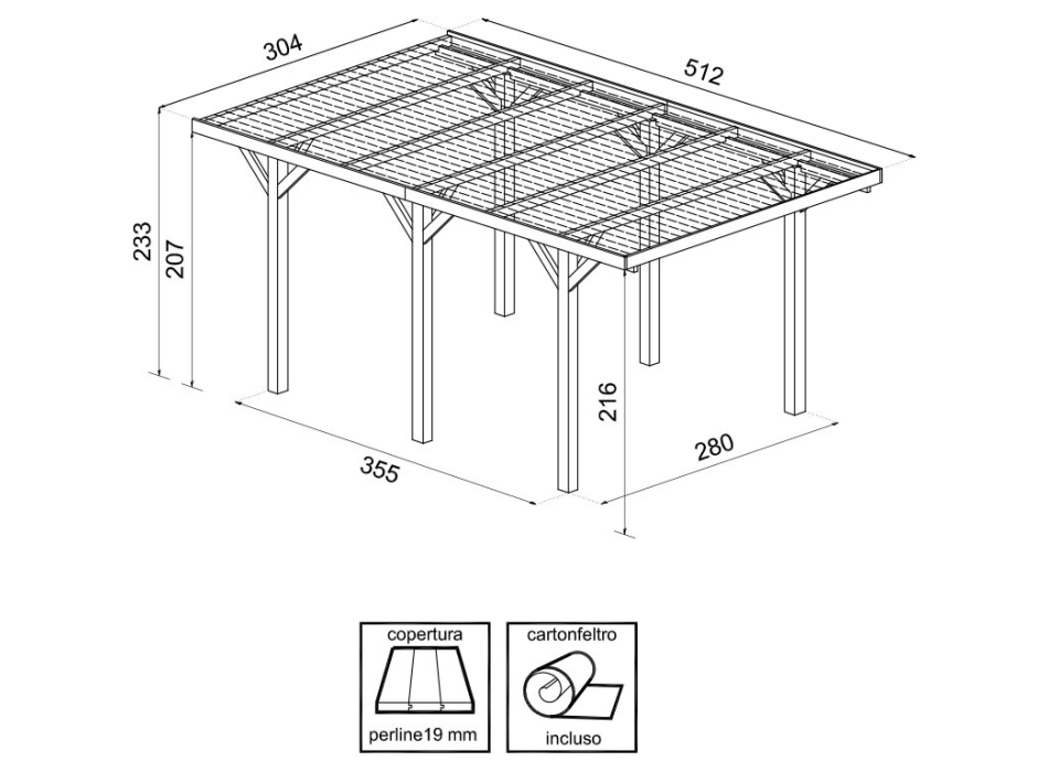 CARPORT SINGOLO CON COPERTURA Agritech Store