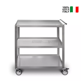 Carrello in acciaio inox professionale – 3 ripiani con ruote Agritech Store