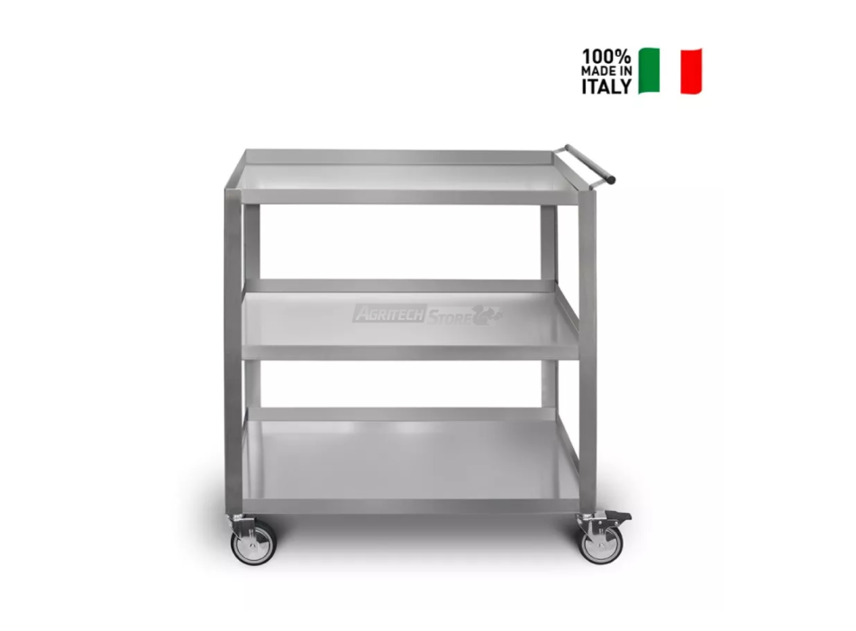 Carrello in acciaio inox professionale – 3 ripiani con ruote Agritech Store