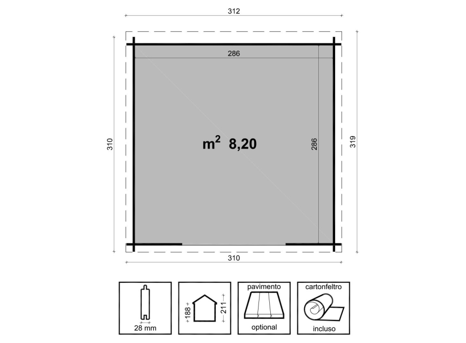 CASETTA ALINA CM. 310X310 Agritech Store