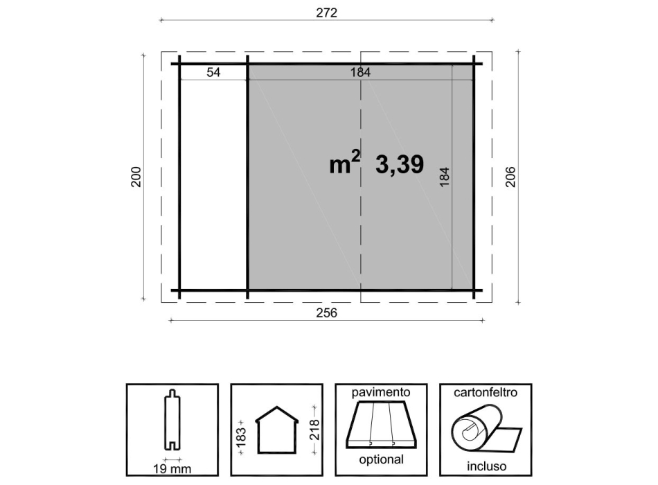 CASETTA CON LEGNAIA AVA CM. 200X200 Agritech Store