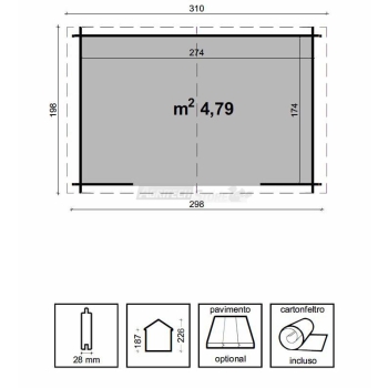 Casetta in legno di abete - Mod. Ambra 300x200 cm Agritech Store
