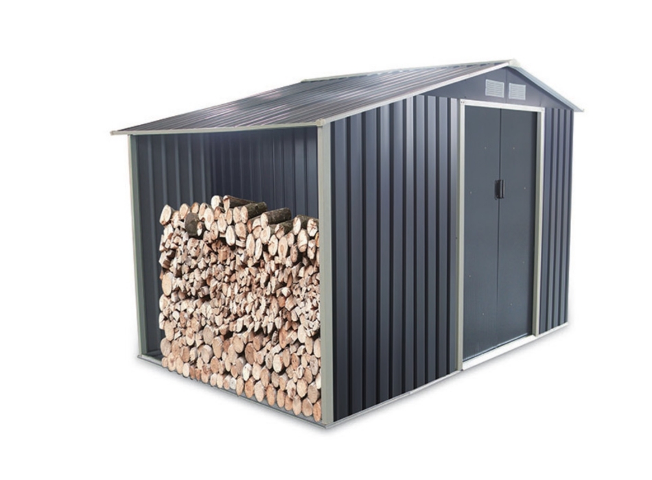 CASETTA IN METALLO GREY CON LEGNAIA Agritech Store