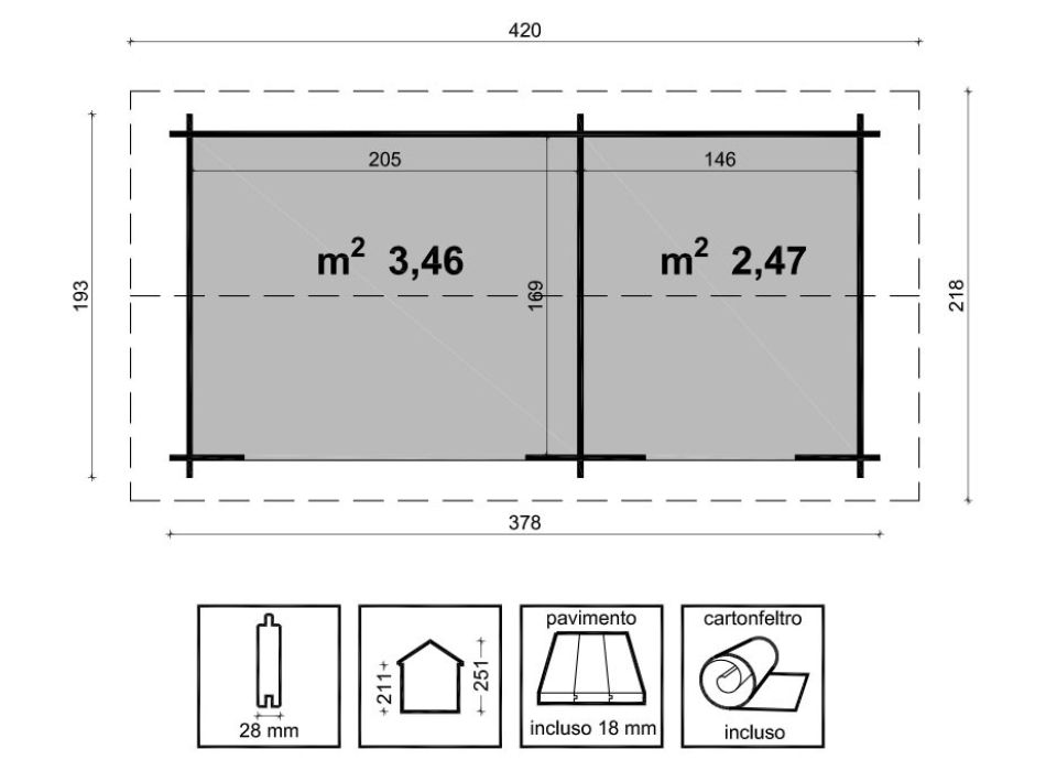CASETTA NATALIA CM. 378X193 Agritech Store
