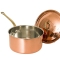 Pentola con Coperchio in Rame stagnato con manico Ottone