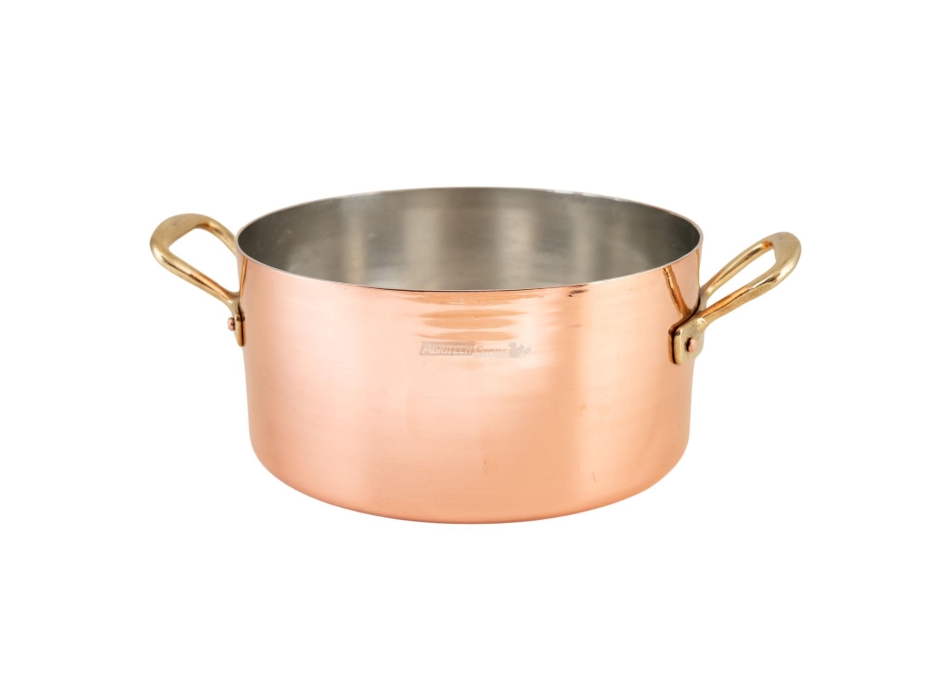 Casseruola Rame stagnato con 2 manici in Ottone Agritech Store