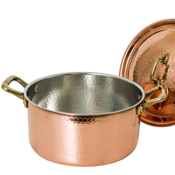 Casseruola Rame stagnato con 2 manici in Ottone Agritech Store
