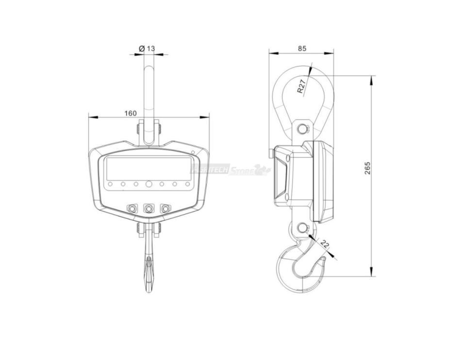 Dinamometro digitale a gancio CS – Portata fino a 1000 kg Agritech Store