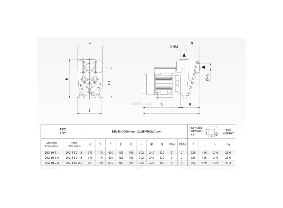 Elettropompa Autodescante Monoblocco WORX.DIG 50 Agritech Store