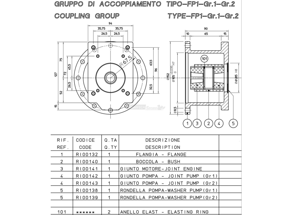 Flangia per Motore Albero CONICO "Cono 23" GR. 1-2 Agritech Store