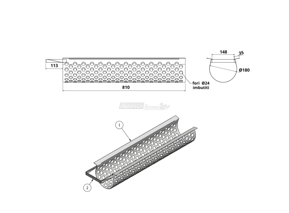 Griglia per pigiadiraspatrice "Rossignola"  Agritech Store