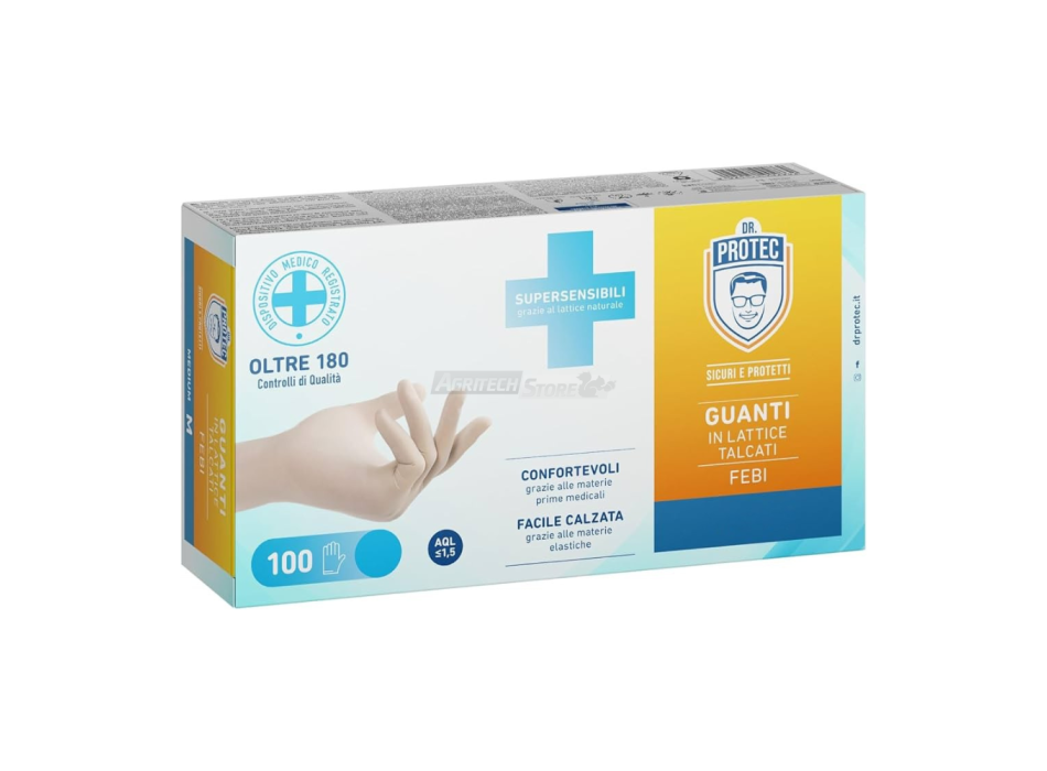 Guanti in lattice talcati Febi 100 pezzi Agritech Store