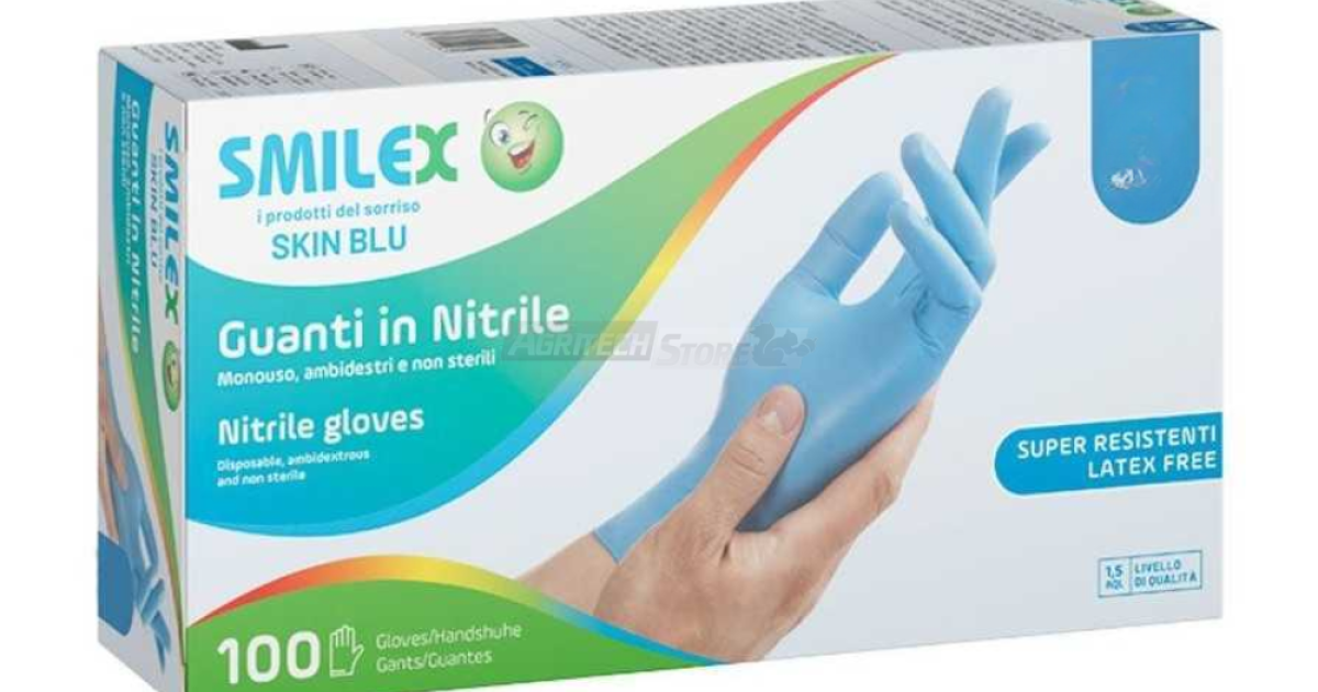 100 Guanti Monouso In Nitrile Blu - Senza Polvere - Vestibilità S/M/L/XL - Uso Medico E Professionale