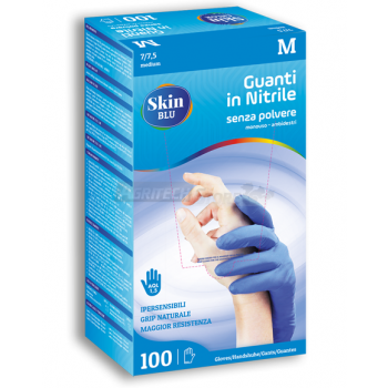 Guanto In Nitrile monouso senza polvere Skin Blu 100 pz. colore Azzurro Agritech Store