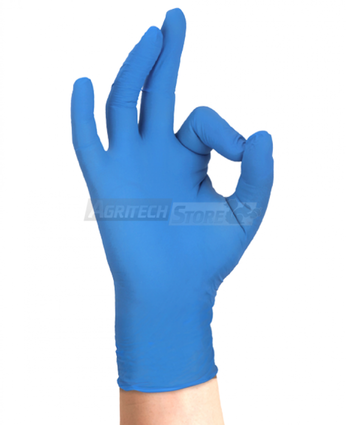 Guanto monouso Sensinitryl in nitrile senza polvere, Taglia S (6/6½),  Azzurro (confezione 100 pezzi)