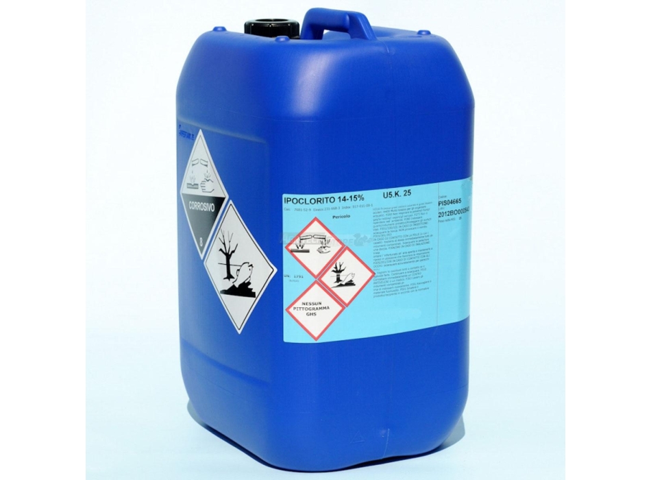 Ipoclorito di sodio 14/15 vol. in tanica da 25 kg Agritech Store