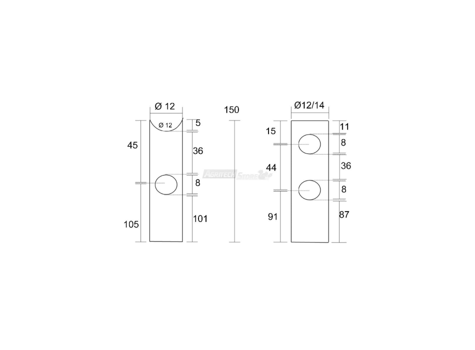 Pali impregnati lavorati Ø 12 cm. 150 Agritech Store
