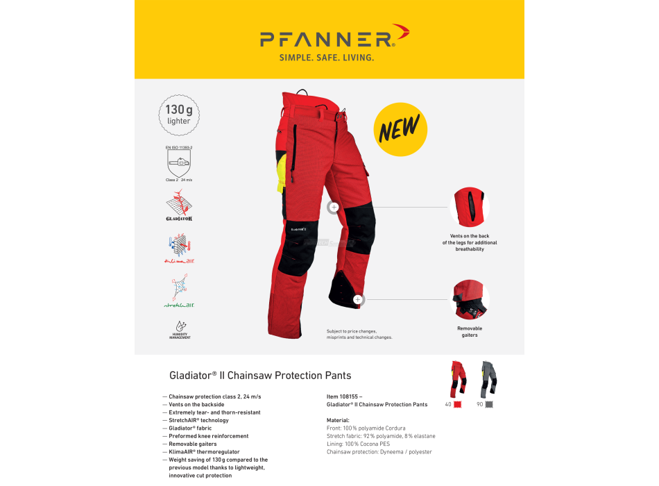 Pantalone GLADIATOR 2 SCHNITTSCHUTZHOSE Agritech Store