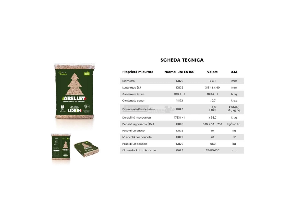 Pellet 100% Abete 15 kg Produzione Trentino