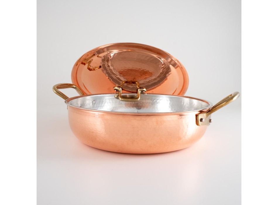 Pentola rame induzione o gas professionale CM28 con coperchio. Agritech Store