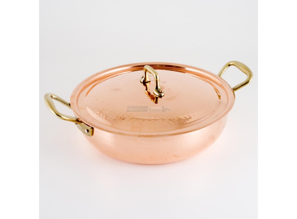 Pentola rame induzione o gas professionale CM28 con coperchio. Agritech Store