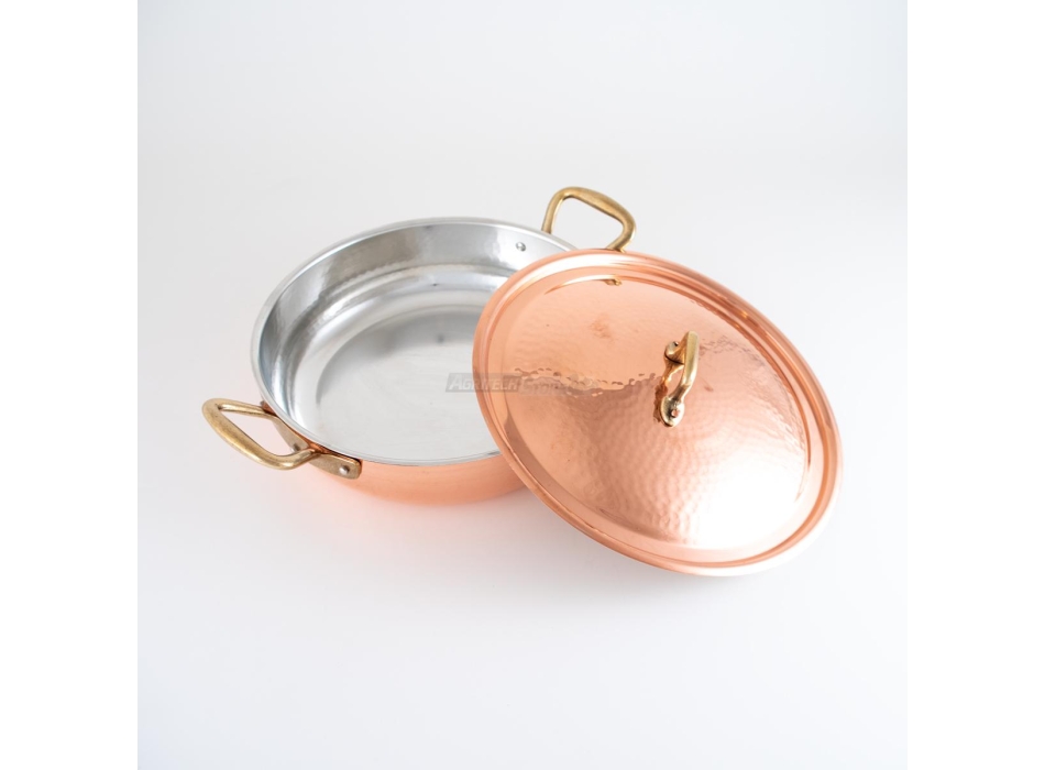 Pentola rame induzione o gas professionale CM28 con coperchio. Agritech Store