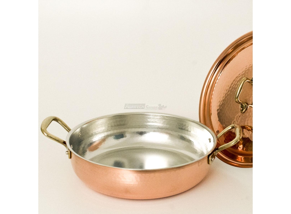 Pentola rame induzione o gas professionale CM28 con coperchio. Agritech Store