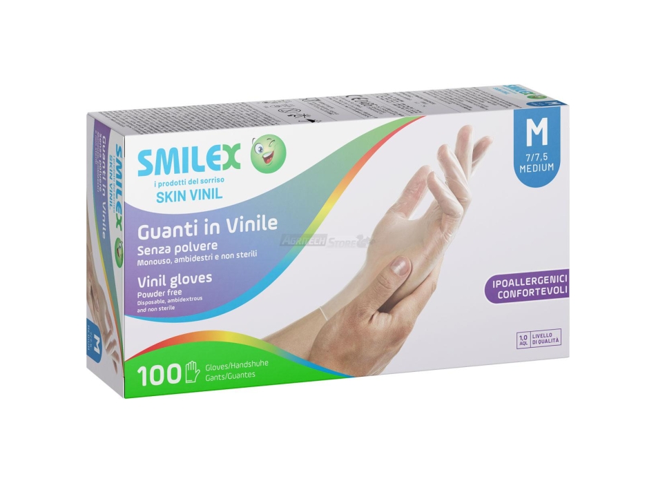 Smilex Skin Vinil Guanti in Vinile senza Polvere Agritech Store