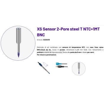 Sonda Elettrodo in acciaio XS Sensor 2-Pore steel T NTC+1MT BNC Agritech Store